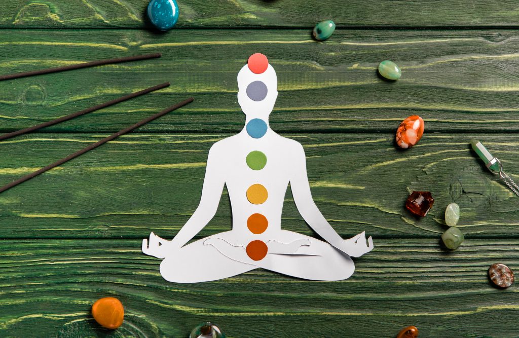 Image of chakra locations on the body for tantric gay massage.